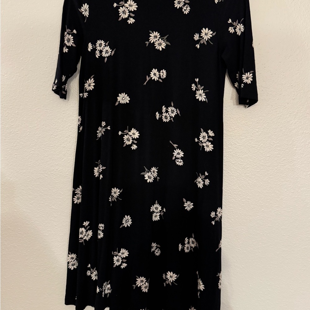 Floral Black and White Women's Dress